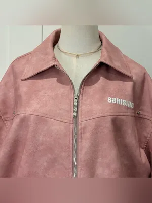 88Rising Pink Faux Leather Bomber Jacket Large Kpop Grunge Y2K Streetwear Edgy thumbnail 6