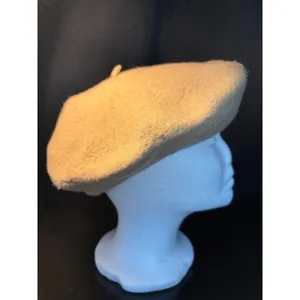 Vintage Tan Wool Blend Beret Hat Camel French Style RN 87429 thumbnail 4