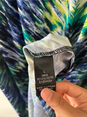 AB Studio Blue Green Abstract Maxi Dress Large Stretch Sleeveless Vacation Resort Flowy thumbnail 5