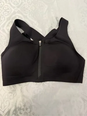 lululemon athletica Enlite Black Cross-Back Sports Bra front zip up thumbnail 2