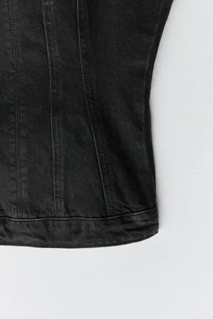 Dress Mini Denim Bandeau Jeans Black Tailored thumbnail 6