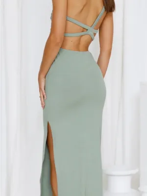 Hello Molly Sage Green One-Shoulder Cutout Maxi Dress with Ring Detail thumbnail 3
