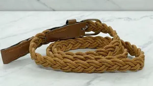 Brown Rope Braided Woven Faux Leather Trim Belt Size XS Womens thumbnail 2