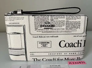 Coach Large Corner Zip Wristlet With Newspaper Print thumbnail 1