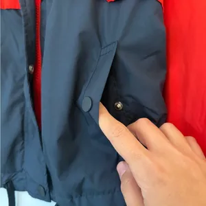 H&M red and navy windbreaker light jacket hooded Women's Jacket Y2K 90’s thumbnail 2
