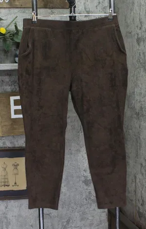 Lands' End Womens Sport Knit High Rise Corduroy Leggings Rich Coffee Brown PL thumbnail 1