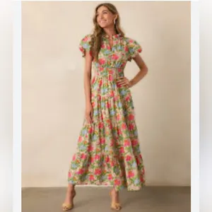 Entro Vibrant Floral Midi Dress Like New thumbnail 2