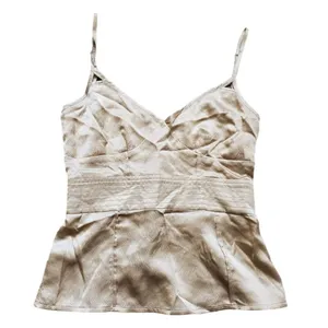VTG Anthropologie Y2K Silk Tank Top Women 6 Tracy Reese Pink Zip Cami Peplum thumbnail 4