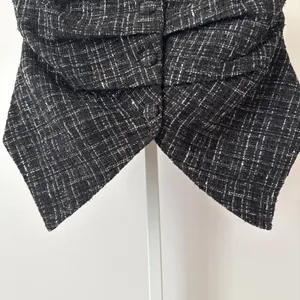 Commense S‎ Black Tweed Strapless Corset Top Ruched Preppy Whimsigoth Acedemia thumbnail 3