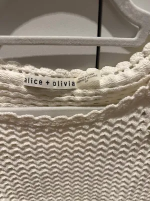 Alice + Olivia Cream Open-Weave Knit Crop Top thumbnail 3