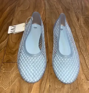 Zara Light blue Mesh Slip-On jelly ballet Flats Sz 9 thumbnail 1