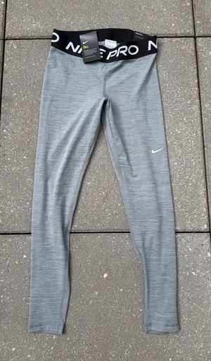 NWT Nike Pro 365 Women’s M Gray Dri-FIT Mid Rise Mesh Leggings thumbnail 1
