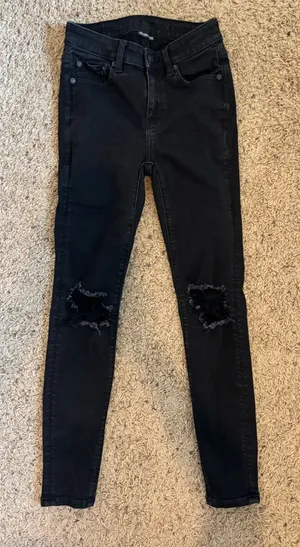 American Eagle Outfitters Distressed Black Hi-Rise Jeggings size 2 Short thumbnail 1