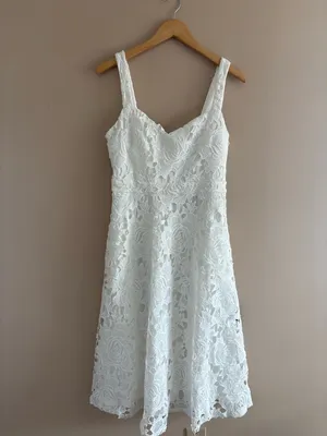 Lulus Divine Beauty White Lace Midi Dress With Pockets Size Small Bridal Beach thumbnail 4