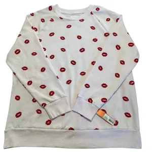 Colsie Womens Pink Red Lipstick Kiss Print Crewneck Sweatshirt Large‎ NEW thumbnail 1