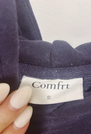 Navy comfrt weighted hoodie  thumbnail 2