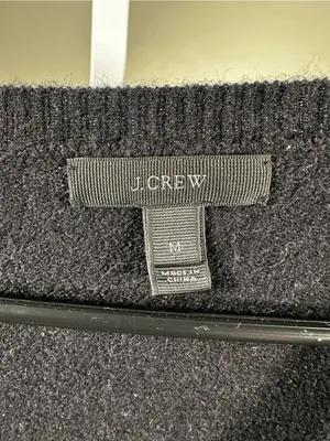 S52. J.Crew Black Merino Wool and Alpaca blend V-Neck Pocket Sweater thumbnail 2