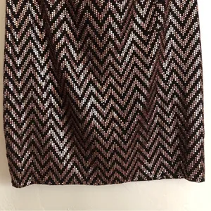 Curvy Sense Sequin Zigzag Striped Black Rose Gold Halter Bodycon Mini Dress 2X thumbnail 2