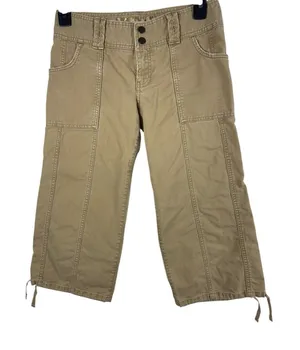 Abercrombie & Fitch Khaki Cargo Capri Pants Women Y2K Grunge Utility Low Rise thumbnail 1