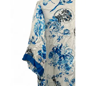 ASilk Japan 100% Pure Silk Japanese Short Robe Sleepwear Flowers Vases Luxury thumbnail 8