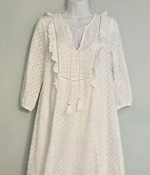 Anthropologie Thames White Eyelet Boho Romantic Mini Dress thumbnail 2