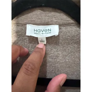 Haven Well Within L Tan Collared Pullover Top‎ Long Sleeve TENCEL Blend Shirt thumbnail 7