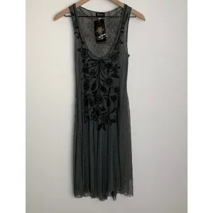 BIYA Darya Mesh Grey Embroidered Dress Womens XS Johnny Was thumbnail 2