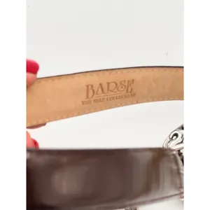 Barse Womens M Burgundy Brown English Leather Silver Tone Filgree Boho Western thumbnail 7