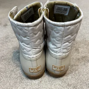 Sperry Women's White and Tan Lace Up Duck Boots Size 7.5 thumbnail 3
