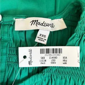NWT Madewell Verdant Green The‎ Melody Bubble-Hem Smocked Midi Dress Poplin XXS thumbnail 8