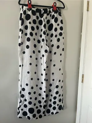 Chico's Black White Polka Dot Wide Leg Pants Medium Resort Coastal Office Summer thumbnail 5
