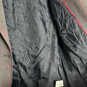 Willi Smith blazer wmns 8 Glen‎ plaid red gray faux leather collar single button thumbnail 8