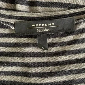 MaxMara Weekend Top Large Gray Striped Long Sleeve Designer‎ Minimalist thumbnail 5
