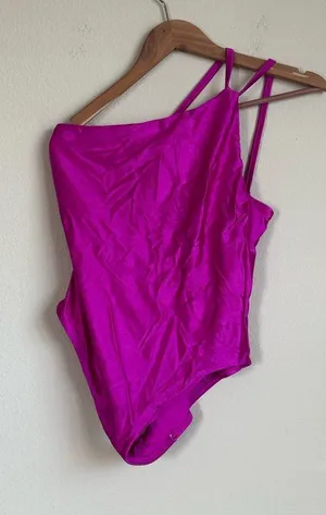 Anthropologie Shiny One Shoulder One Piece Swimsuit thumbnail 1
