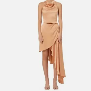 Elliatt E8062201‎ Lambent Asymmetric Halter Dress Sz M Camel Beige thumbnail 4