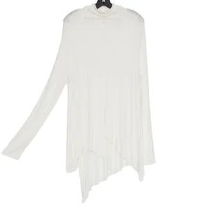 Free People Tunic Top Uptown Turtleneck Asymmetrical Ribbed Boho Ivory Large thumbnail 6