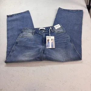 Witty Fox Jeans Women 5/27 Blue Cotton Denim Wide-Leg Travel Faded Stretch thumbnail 4