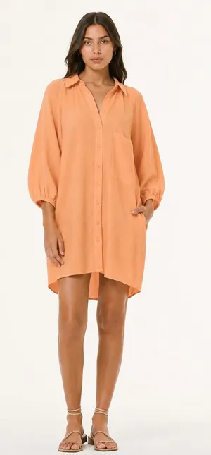 Young Fabulous and Broke Sailboat Linen Shirt Dress Sz M thumbnail 1
