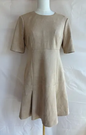 Calvin Klein Beige Faux Suede Fit and Flare Dress Size 8 thumbnail 1