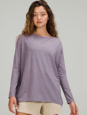Lululemon Back In Action Long Sleeve Shirt Womens L dusty Lavender Athleisure thumbnail 1