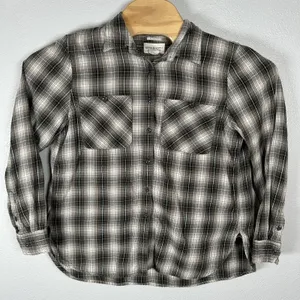 Denim & Supply Ralph Lauren Flannel Shirt Womens Large‎ Brown Plaid RL Utility thumbnail 1