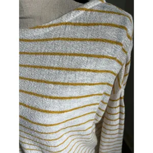 Striped Cotton Slub Knit Top sz Small White Yellow Oversized Coastal Minimalist‎ thumbnail 5