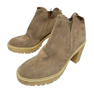 Dolce Vita‎ Leather Boots Waterproof Tan Size 9.5 Block Heel Ankle Booties thumbnail 1
