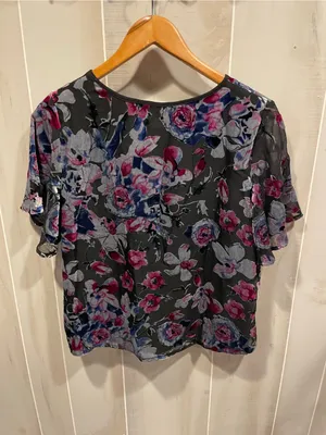 Buffalo David Bitton Cute Y2K velvet floral burnout flutter sleeve crop festival indie sleaze fairy thumbnail 7