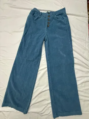 Reformation‎ Jeans Blue Corduroy Wide Leg Pants Button Fly High Rise Size 27 thumbnail 1