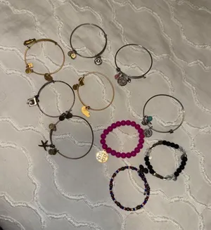 ALEX AND ANI Assorted 10 Women's Charm and Beaded Bracelets - Pink, Gold, Silver, Black thumbnail 1