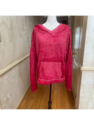 Vintage Free People We the Free Oversized Light Hoodie Red Sz S Burnout Pullover thumbnail 2