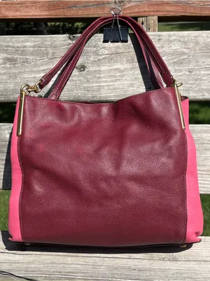 Coach 1016 Dalton 31 Wine Multi Colorblock Pebble Leather Shoulder Bag thumbnail 14