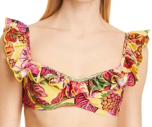 Farm Rio Fruit Dream Ruffle Underwire Bikini Top Small Yellow thumbnail 1