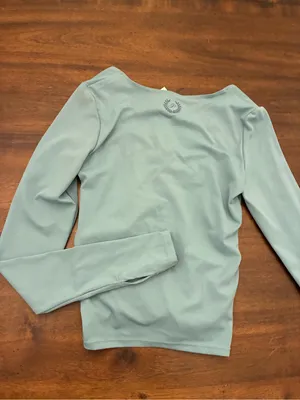 Victoria’s Secret PINK Relay Ruched Long Sleeve Top Small Niagara Falls Teal New thumbnail 4